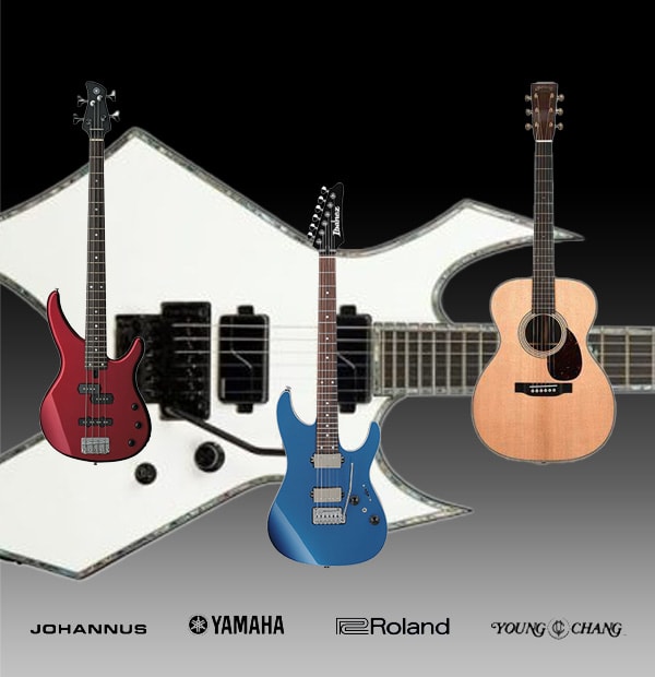 Guitar selection at Millbank Music — Yamaha, Martin, Washburn, BC Rich, Cort and Epiphone
